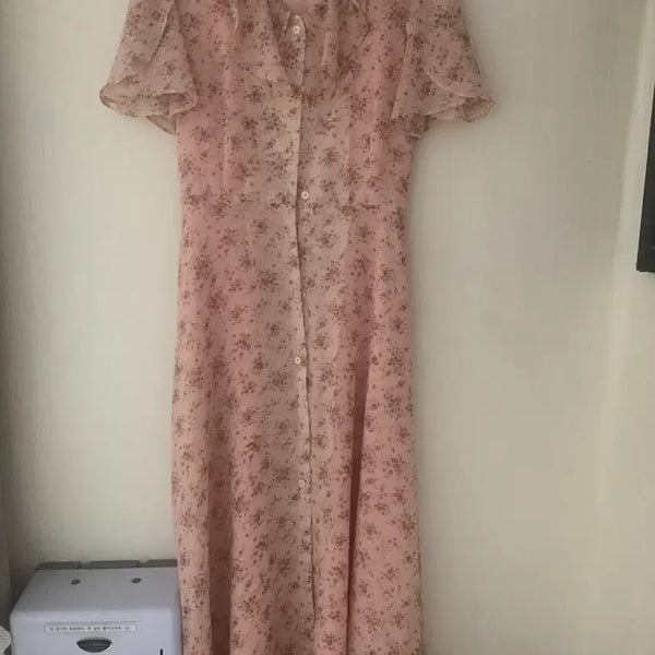 [BUNJANG] Mint Retro Floral Chiffon Dress / 민타레트로 플라워 원피스