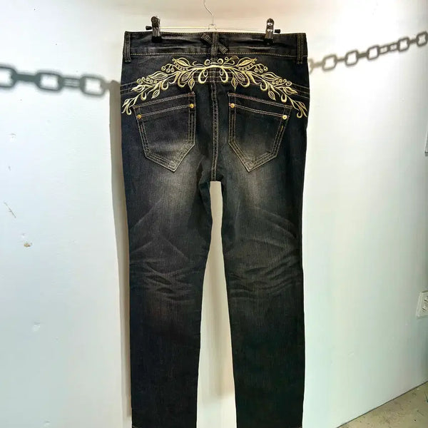[BUNJANG] A.R.Y Gold Embroidery Detail Denim Pants (Unused) / a.r.y 골드 자수 포인트 데님팬츠(미사용품)