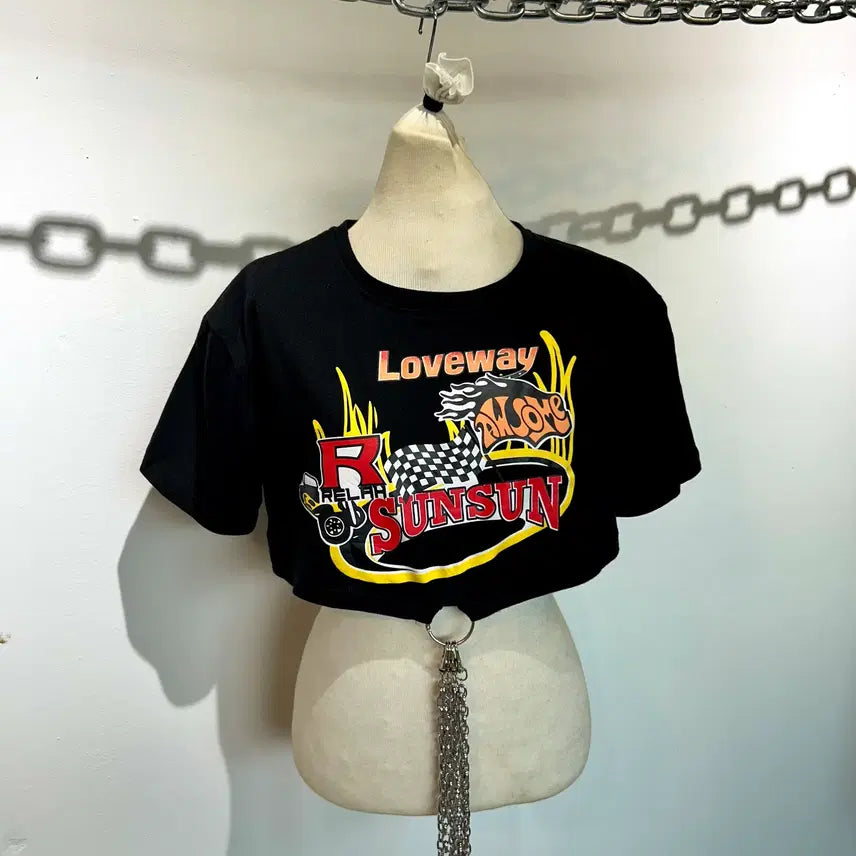 [BUNJANG] Chain Layered Cropped T-Shirt / 체인 레이어드 크롭티