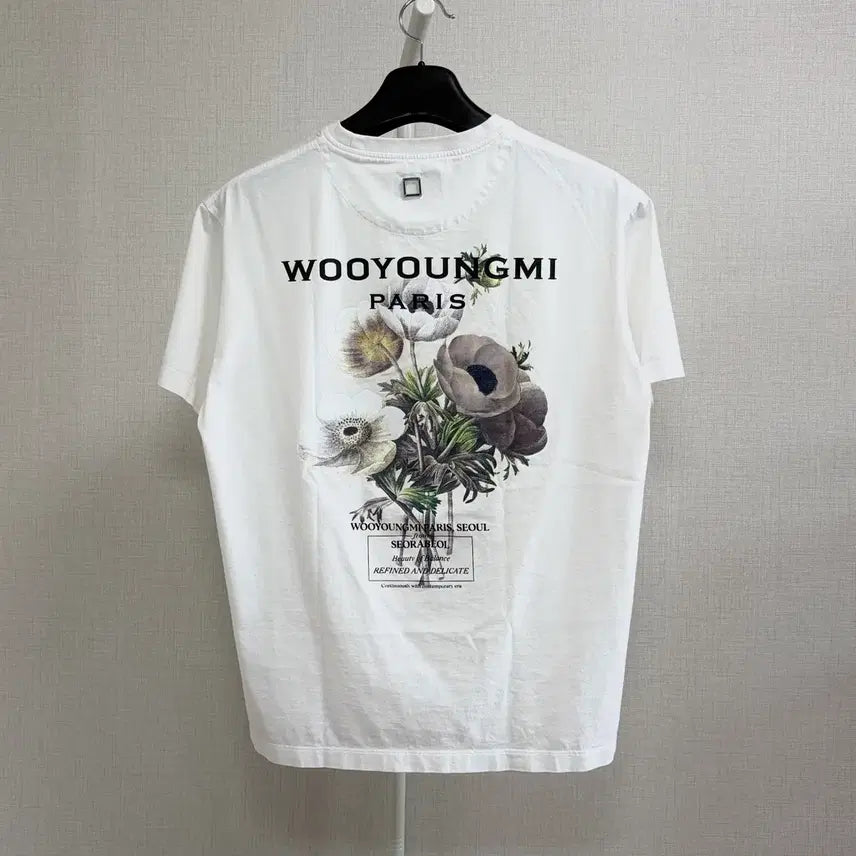 [BUNJANG] Wooyoungmi Flower T-shirt White / [46/발색O] 우영미 플라워 반팔티 화이트