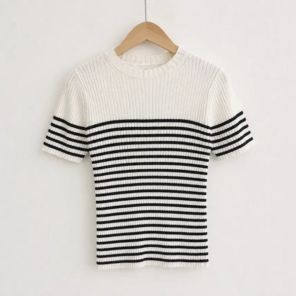 [BUNJANG] Roniel Ribbed Short Sleeve Knit (Cream) / 로니엘 반팔 골지 니트 (크림)/26년3월구매