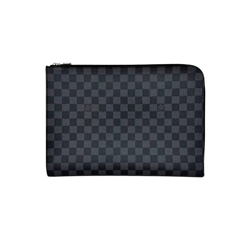 [BUNJANG] Louis Vuitton Damier Graphite Pochette Jour GM Clutch N64437 / 루이비통 다미에 그라파이트 포쉐트 주르 GM 클러치 N64437