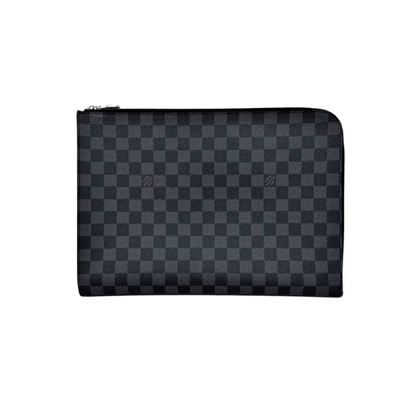 [BUNJANG] Louis Vuitton Damier Graphite Pochette Jour GM Clutch N64437 / 루이비통 다미에 그라파이트 포쉐트 주르 GM 클러치 N64437