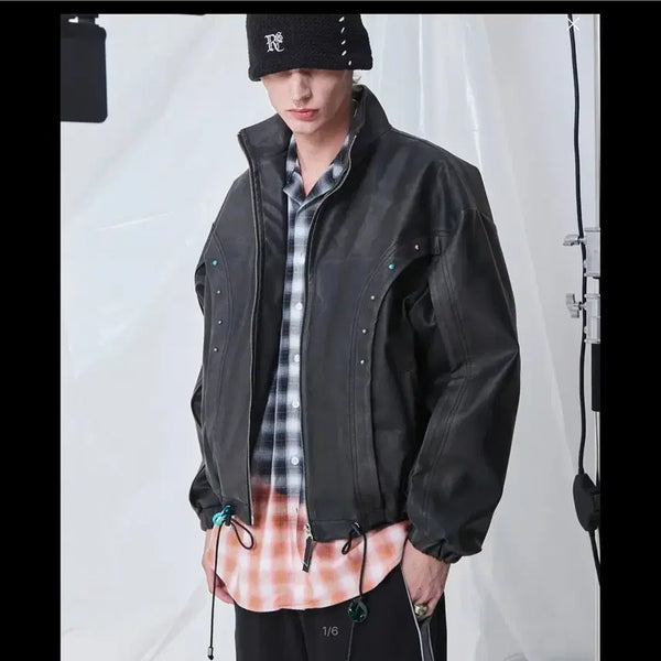 [BUNJANG] RSCC RIVET WASHED Leather Jacket (Black) / 알에스에스씨 RIVET WASHED 레더 자켓(블랙)(새상품)