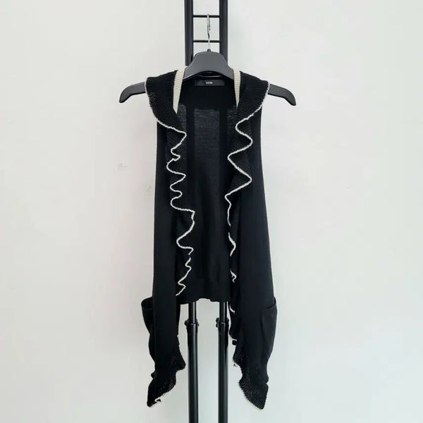 [BUNJANG] System Bolero Cardigan with Frill Detail - Black / 정품 시스템 SYSTEM 볼레로 가디건 프릴 장식 블랙