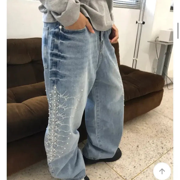 [BUNJANG] Piercing Detail Denim Pants / 피어싱 데님팬츠
