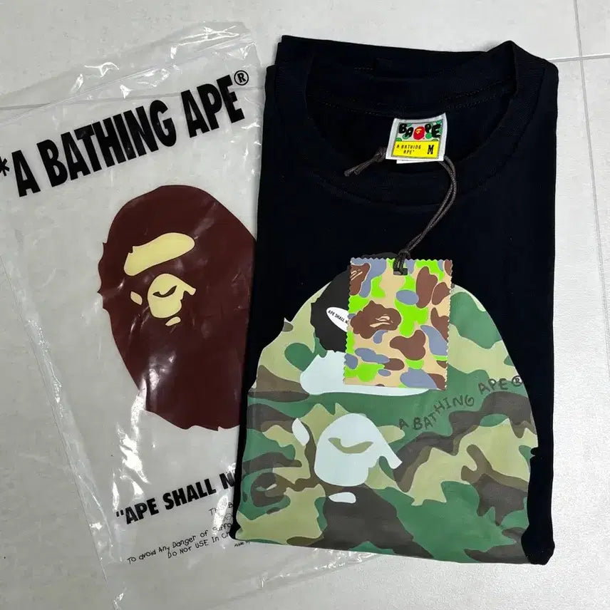 [BUNJANG] BAPE Camo Short Sleeve T-Shirt Black / 새상품) 베이프 카모 반팔티 블랙