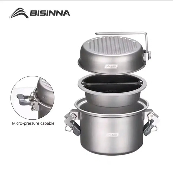[BUNJANG] BISINNA Titanium Multi-Cooker Set / 7[낼도착]티타늄캠핑용품 티타늄압력솦 티타늄코펠  티타늄냄비