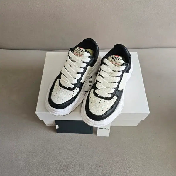 [BUNJANG] Mihara Yasuhiro Wayne Leather Low Top Sneakers (Black/White) / [38]미하라 야스히로 웨인 레더 로우탑 블랙 화이트 검흰 OG