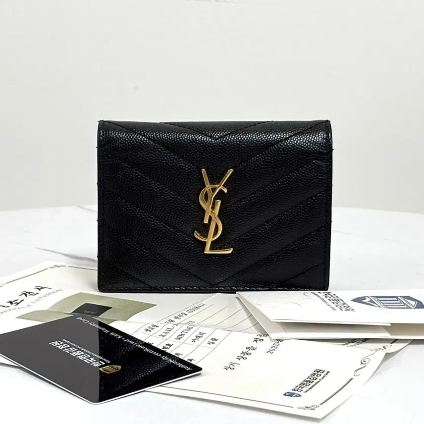 [BUNJANG] Saint Laurent Monogram Matelassé Card Wallet Black / [감정완료] 생로랑 모노그램 여성 반지갑 카드지갑 블랙 (530841)