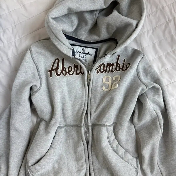 [BUNJANG] Abercrombie & Fitch Grey Hoodie Zip-Up (Size M) / 무료배송)아베크롬비 후드집업 그레이