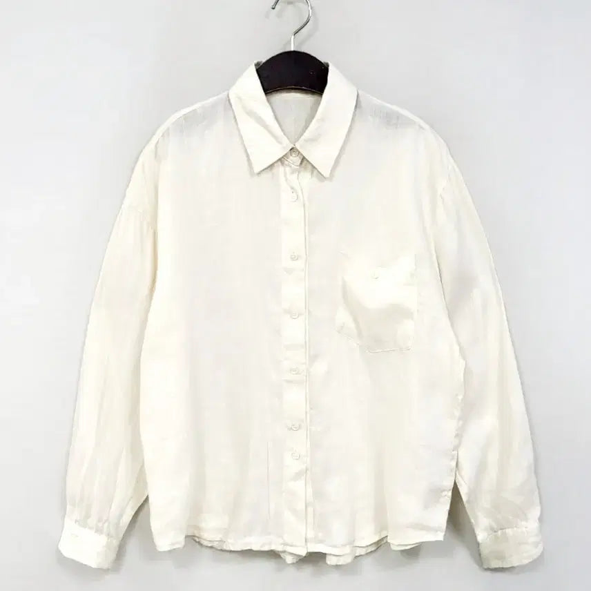 [BUNJANG] Founders Ivory One-Pocket Linen Loose Fit Shirt / +파운더스 아이보리 원포켓 린넨 루즈핏 셔츠 B255