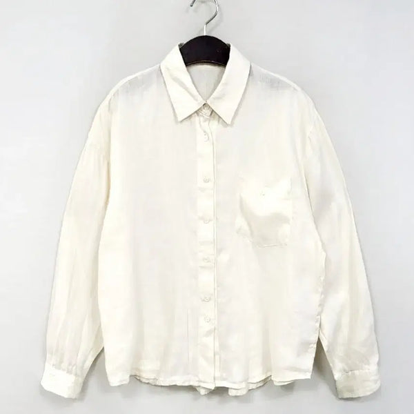[BUNJANG] Founders Ivory One-Pocket Linen Loose Fit Shirt / +파운더스 아이보리 원포켓 린넨 루즈핏 셔츠 B255