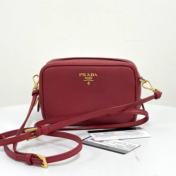 [BUNJANG] Prada Saffiano Mini Crossbody Bag Red / 프라다 사피아노 미니 크로스백 레드 (1N1674)