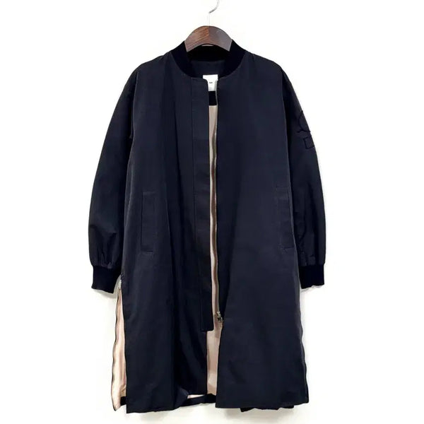 [BUNJANG] KUHO Black Long Bomber Jacket / KUHO 구호 블랙 롱 보머 B257