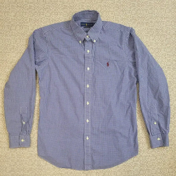 [BUNJANG] Polo Ralph Lauren Navy Check Cotton Stretch Shirt M / 폴로 랄프로렌 체크 셔츠 M 네이비