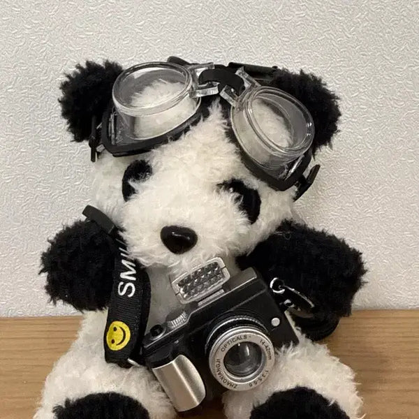 [BUNJANG] Panda Plush Toy with Goggles and Camera Set / 판다 인형 고글 카메라 세트
