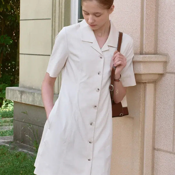 [BUNJANG] L'EVRE Retro Shirt Dress Cream S / 루에브르 Retro Shirts Dress 크림 s