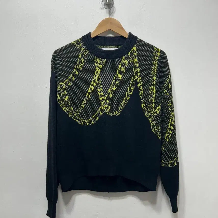 [BUNJANG] Calvin Klein CK Black & Yellow Chain Pattern Knit - Size S / 켈빈클라인 cK블랙 앤 옐로우 체인 패턴 니트  S