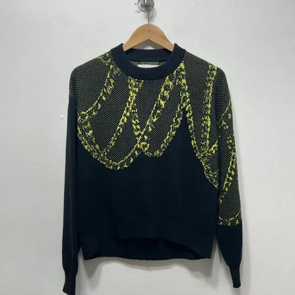 [BUNJANG] Calvin Klein CK Black & Yellow Chain Pattern Knit - Size S / 켈빈클라인 cK블랙 앤 옐로우 체인 패턴 니트  S