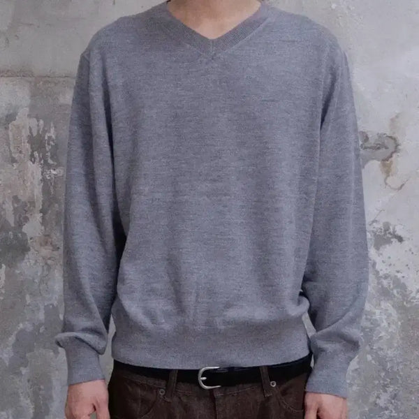 [BUNJANG] Dive In Loosed Fine Wool V-Neck Knit (Gray, Size 1) / (1) 다이브인 LOOSED FINE WOOL V-NECK KNIT