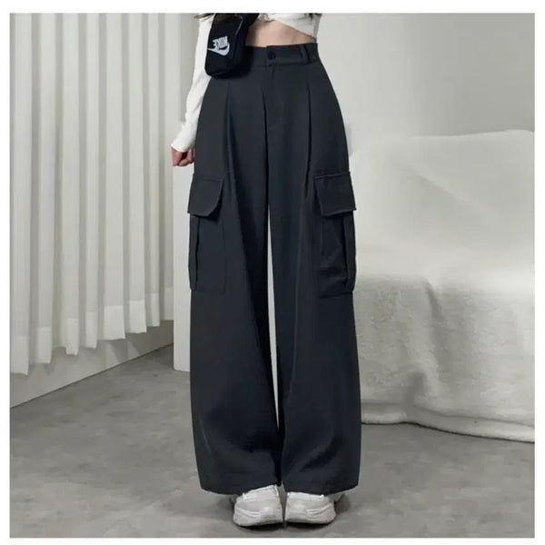 [BUNJANG] Cargo Wide Pants Charcoal M Size / 카고 와이드 팬츠 차콜 색상 판매