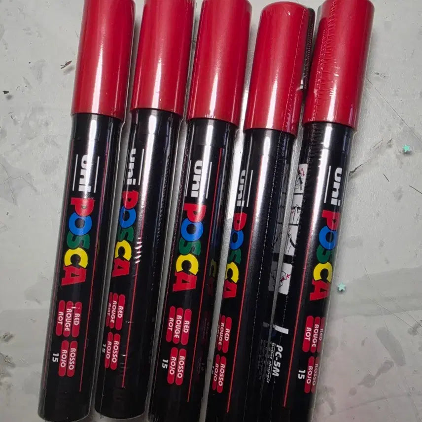 [BUNJANG] Fosca Red Markers (Set of 5) / 포스카 마카 빨간색 5개