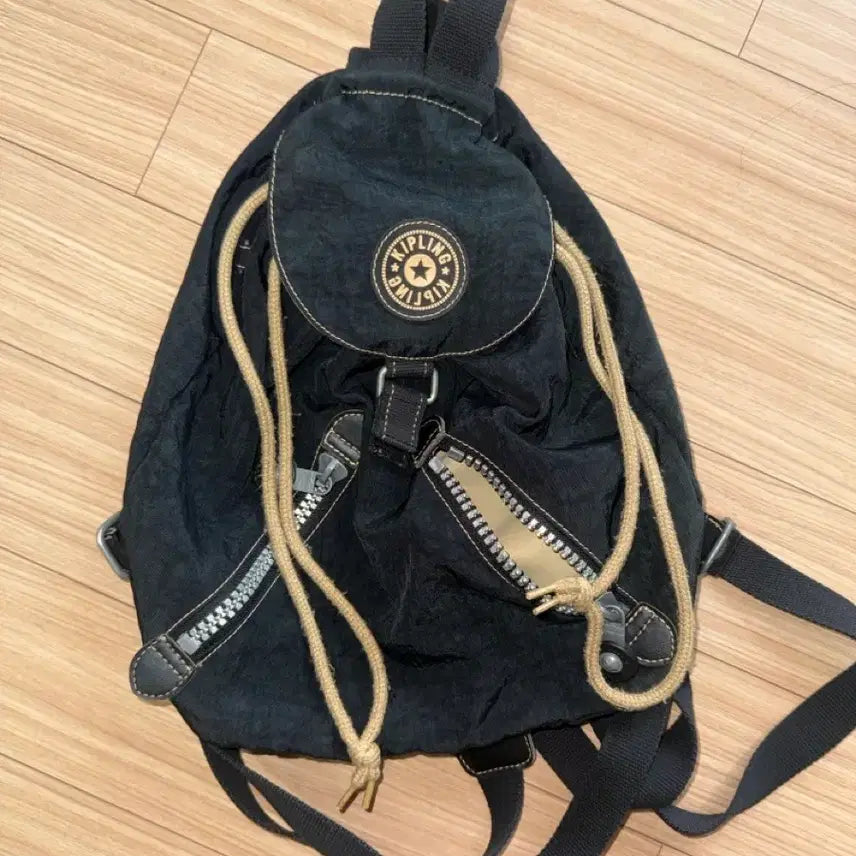 [BUNJANG] Kipling Drawstring Backpack Black / 키플링 복조리 백팩 블랙