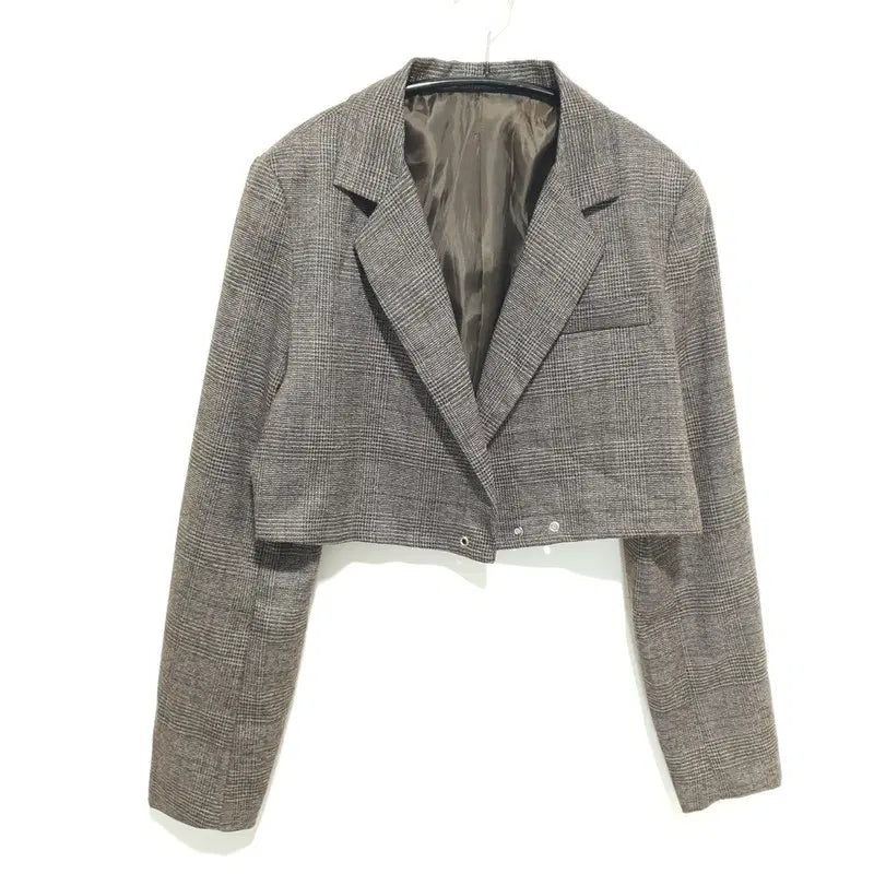 [BUNJANG] Shop CIDER Check Crop Non-Button Jacket / 샵사이다 체크 크롭 논버튼 자켓 S_M2452