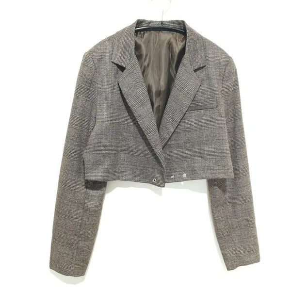 [BUNJANG] Shop CIDER Check Crop Non-Button Jacket / 샵사이다 체크 크롭 논버튼 자켓 S_M2452