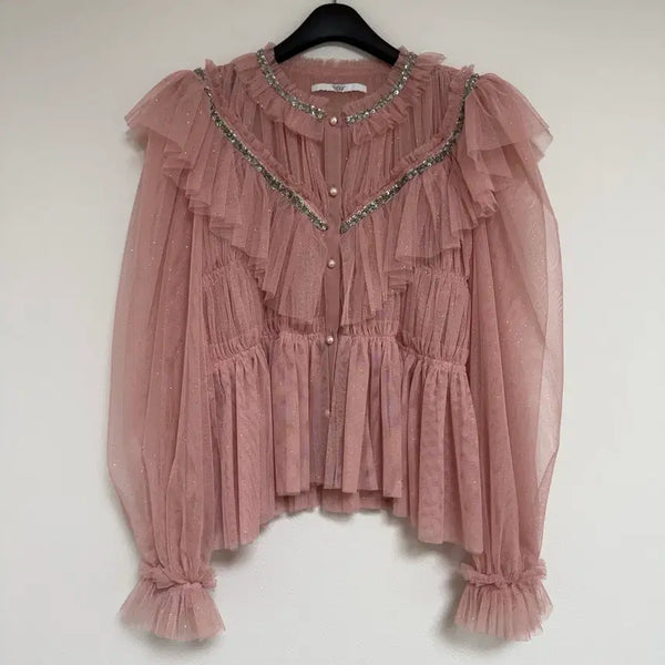 [BUNJANG] Jhonny Hates Jazz Tulle Beaded Blouse / 쟈니헤잇재즈 튤 비즈 블라우스