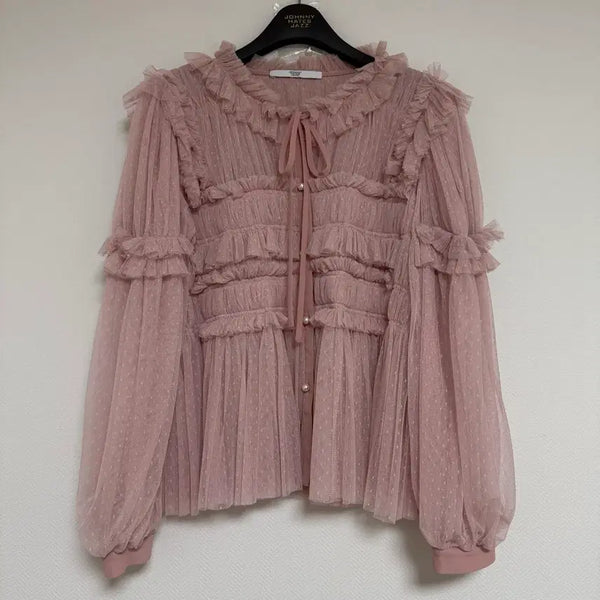 [BUNJANG] Johnny Hates Jazz Tulip Pearl Blouse / 쟈니헤잇재즈 튤 진주 블라우스