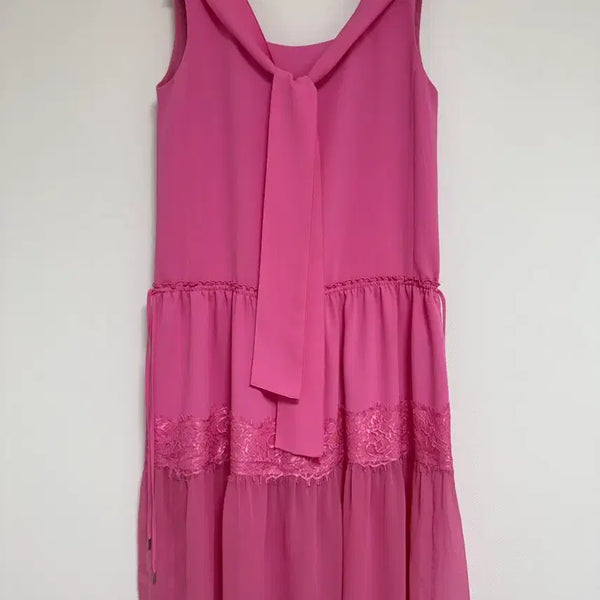 [BUNJANG] Lucky Chouette Pink Lace Long Dress / 럭키슈에뜨 핑크 레이스 원피스