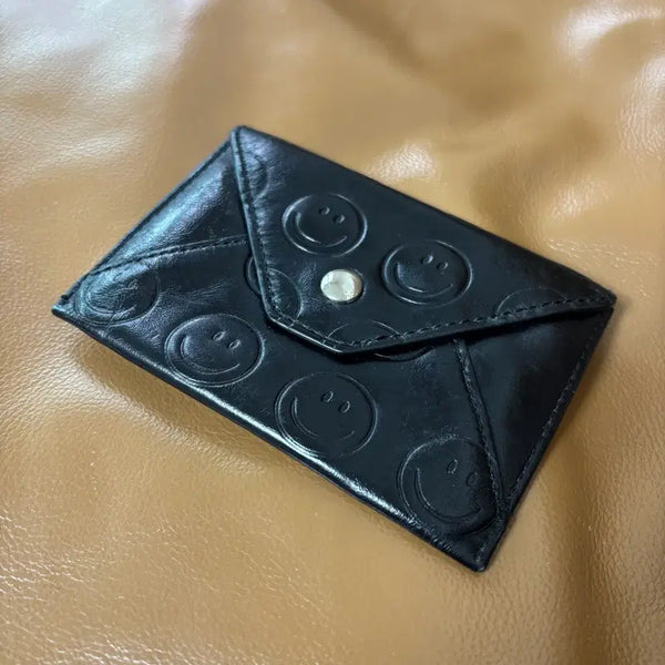 [BUNJANG] BEAMS Smile Leather Card Case Wallet Black / BEAMS 빔즈 스마일 레더 카드 케이스 지갑 월렛 블랙