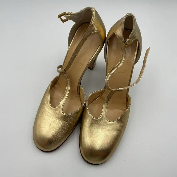 [BUNJANG] Bally Gold Strap Heels (245mm) / 발리 골드 스트랩 힙 구두 245