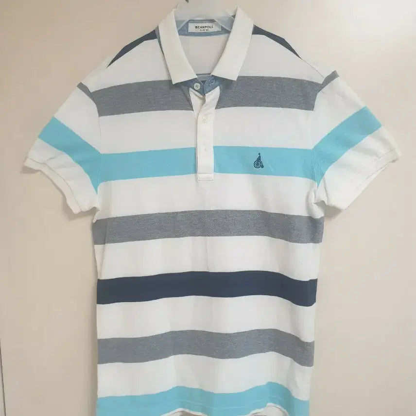 [BUNJANG] Beanpole Striped Collar T-shirt / 빈폴 스트라이프 카라티 100