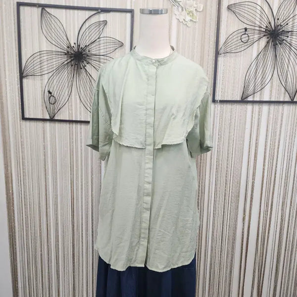 [BUNJANG] Pearl Mint Blouse / 진주 민트 블라우스 free