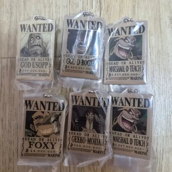 [BUNJANG] One Piece Wanted Poster Keyring Gacha Set: Usopp, Roger, Teach, Moria / 원피스 현상 수배 키링 가챠 세트 우솝 로저 티치 모리아