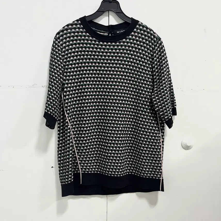 [BUNJANG] MINE Jacquard Short-Sleeve Knit Top / MINE 마인 여름 자카드 반팔 니트 F