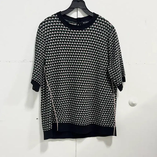 [BUNJANG] MINE Jacquard Short-Sleeve Knit Top / MINE 마인 여름 자카드 반팔 니트 F