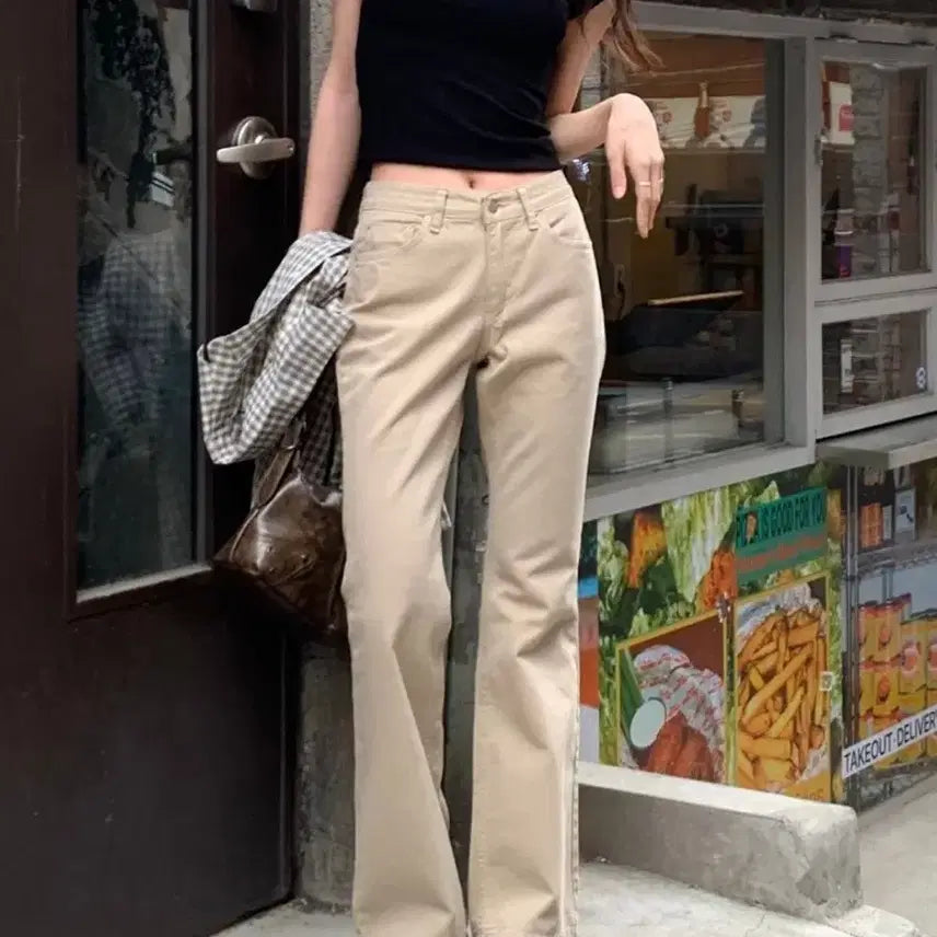 [BUNJANG] Robesiel Bootcut Cotton Pants Beige / 로브씨엘 부츠컷 코튼팬츠 베이지