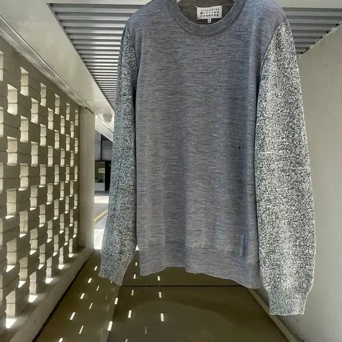 [BUNJANG] Maison Margiela 4-Stitch Sleeve Block Mix Crewneck Knit Melange Grey / [Maison Margiela] 4-Stitch Sleeve Block