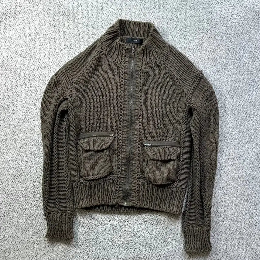 [BUNJANG] System Wool Blend Chunky Knit Zip-Up Jacket / 한섬 SYSTEM 시스템 울 혼방 청키 니트 집업 자켓 90