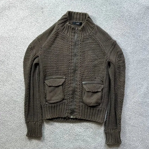 [BUNJANG] System Wool Blend Chunky Knit Zip-Up Jacket / 한섬 SYSTEM 시스템 울 혼방 청키 니트 집업 자켓 90