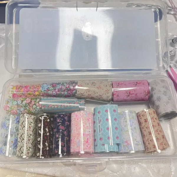 [BUNJANG] Floral Nail Foil Stickers (15 pcs) / 네일 호일 필름 재료 꽃무늬 스티커 15개