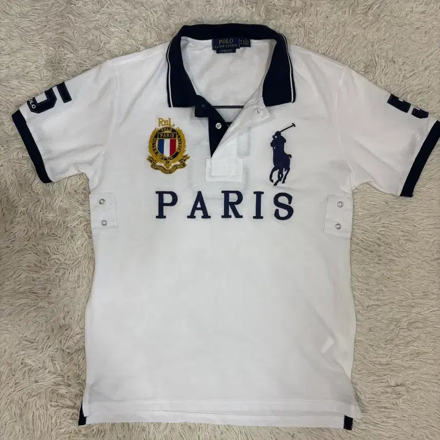 [BUNJANG] Polo Ralph Lauren Chief Keef Big Pony Paris White Polo T-Shirt / [M] 폴로랄프로렌 치프키프 빅포니 파리 화이트 카라티