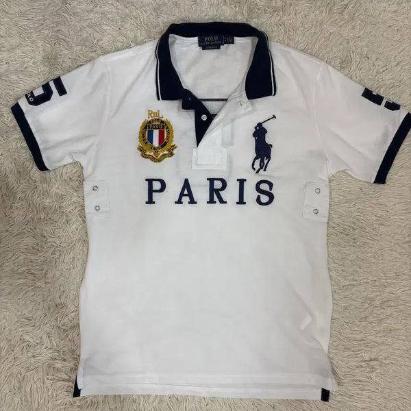 [BUNJANG] Polo Ralph Lauren Chief Keef Big Pony Paris White Polo T-Shirt / [M] 폴로랄프로렌 치프키프 빅포니 파리 화이트 카라티