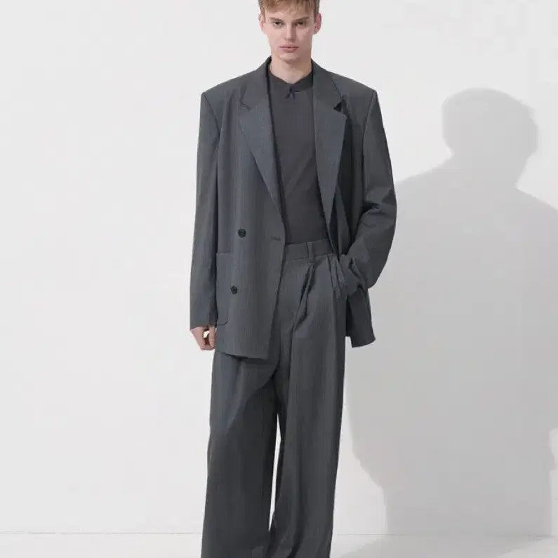 [BUNJANG] System Homme 26SS Double-Breasted Jacket + Wool Blend Two-Tuck Wide Pants Set / 26ss 시스템옴므 더블 브레스티드 자켓 + 울블렌드 투턱 와이드 팬츠