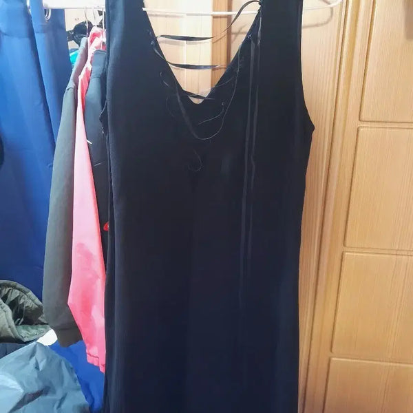 [BUNJANG] TIME Black Midi Strap Detail Dress Size 66 / 타임 원피스 66사이즈