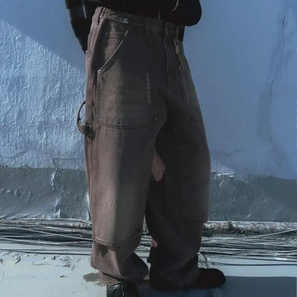 [BUNJANG] Karakter Double Knee Denim Work Pants Brown / 카락터 더블니 데님 워크 팬츠 브라운 2